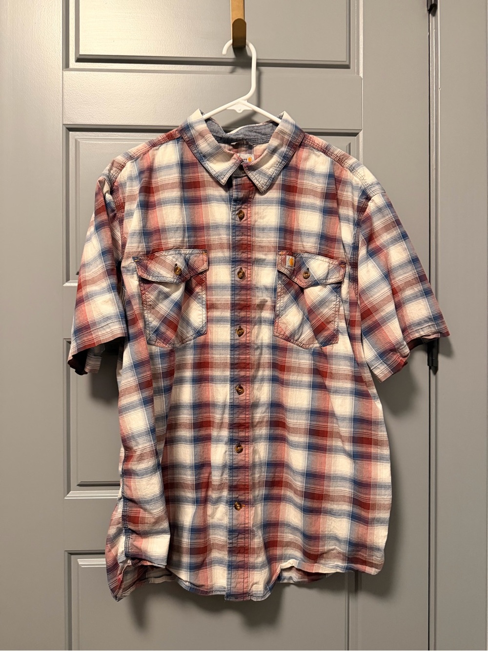 Carhartt Relaxed-Fit Short-Sleeve Plaid Button-Down Shirt 2XL